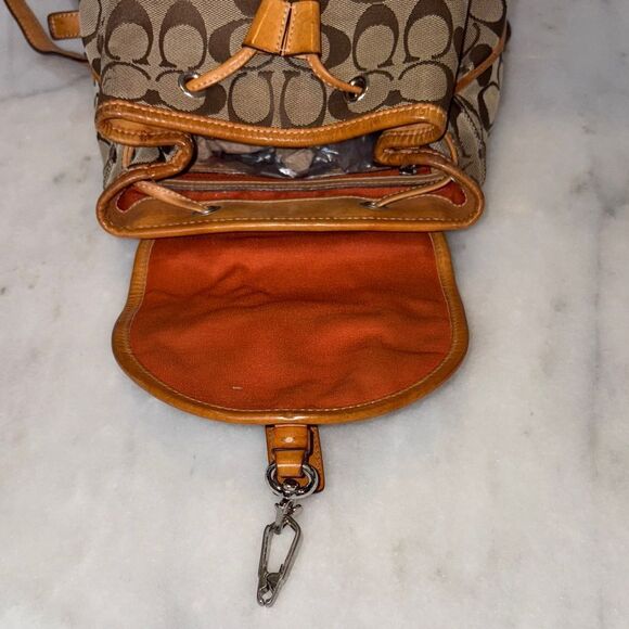 Coach Backpack Purse Handbag Vintage Y2K Jacquard Signature Logo Drawstring HTF - Picture 13 of 16